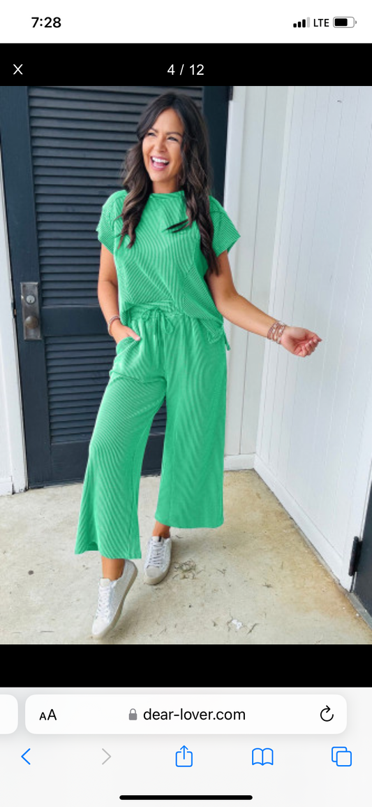 Green corded 2 piece set