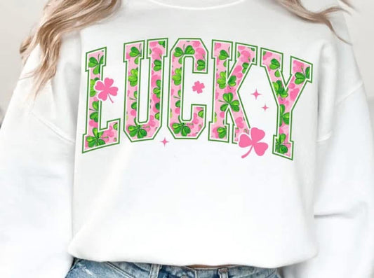 Pink lucky clover sweatshirt